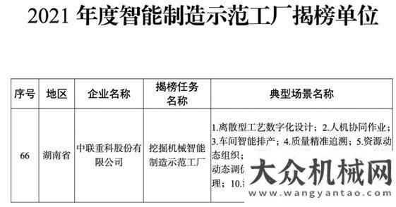 強榜單發(fā)布智能制造行業(yè)標桿！中聯重科入選全國2021年度智能制造試點示范工廠揭榜單位挖