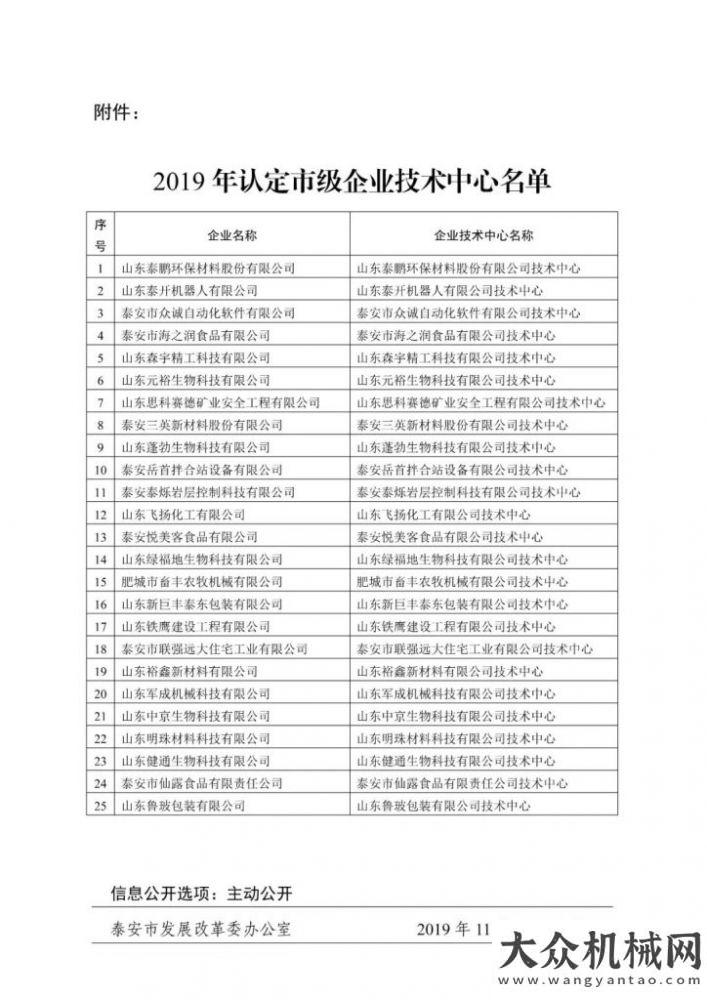 洲有限公司泰安市發(fā)改委再次認(rèn)定岳首技術(shù)中心為2019 年市級(jí)企業(yè)技術(shù)中心駐