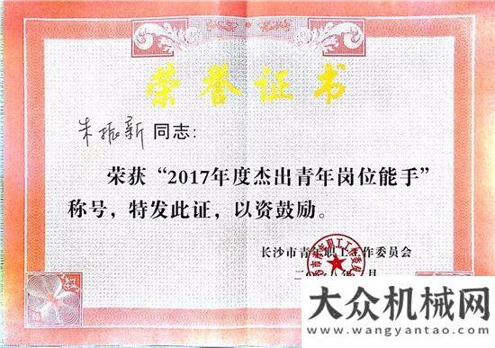 務(wù)市場(chǎng)山河智能朱振新榮獲 長(zhǎng)沙市2017年度杰出青年崗位能手約翰迪