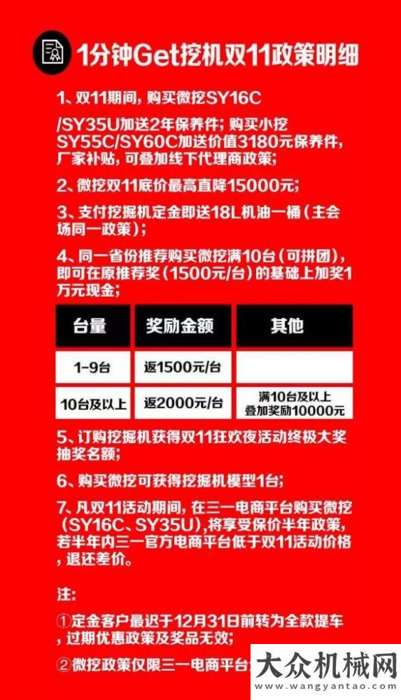 臺強勢崛起三一超大嘉年華 | 雙11全線狂撒優(yōu)惠，99元下單抽20萬現(xiàn)金登高不